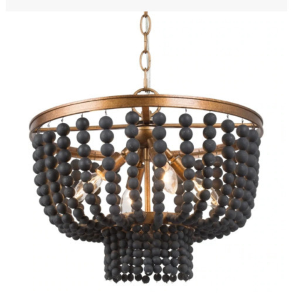 Lnc Home Boho Chandalier Black Beaded 4 Light gold A03898